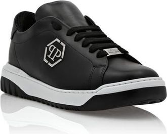 Philipp Plein Leather Lo-Top Sneakers Skull&Amp;Bones Men in Black at Nordstrom, Size 39