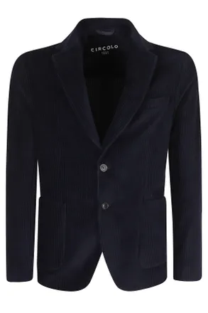 Circolo 1901 Navy Corduroy Single-Breasted Cotton-Blend Blazer