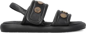 Pinko Fiona Slingback Flat - Dames - Sandalen - Zwart - 38 EU - Leer - Schoenen