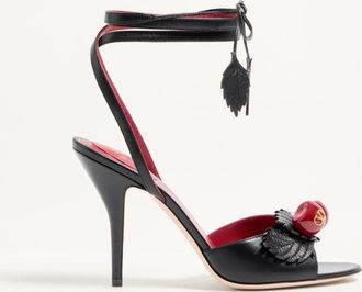 Valentino Garavani Sandalo Cherryfic In Capretto 100mm Donna NERO 36.5