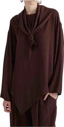 Meimeij Overhemden, Dames, Bruin, M, Blusa Over-Size