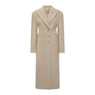 Andamane Lange Single-Breasted Jas - Dames - Mantel - Beige - M - Wol - Jassen