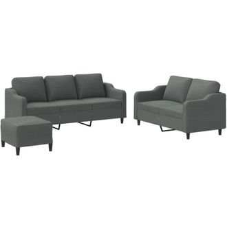 vidaXL Vidaxl - Juego De Sof&aacute;s Con Cojines 3 Piezas Tela Gris Oscuro
