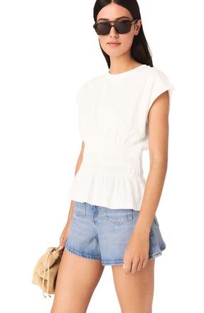 Maje Fitted pleated T-shirt in White at Nordstrom, Size X-Small