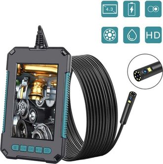 Elle Endoscopio Industrial, C&aacute;mara De Inspecci&oacute;n Endosc&oacute;pica De Doble Cabezal, Endoscopio Digital De Doble Lente Hd 1080p, Pantalla Lcd De 4,3 Pulgadas, Re