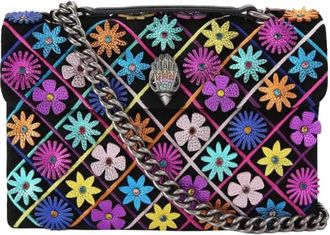 Kurt Geiger Kensington Flowers Zwarte Leren Tas - Dames - Schoudertassen - Veelkleurig - ONE Size - Su&egrave;de - Tassen