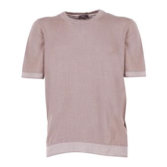 PESERICO Peserico, Round-neck Knitwear, male, Brown, Size: 2XL Linen and Cotton T-shirt