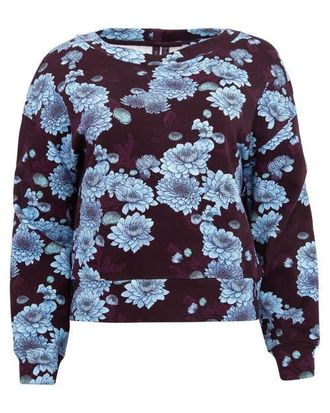 Lords of Harlech Clara Oversized Brushed Knit Sweatshirt in Serious Floral Plum at Nordstrom, Size Xx-Large