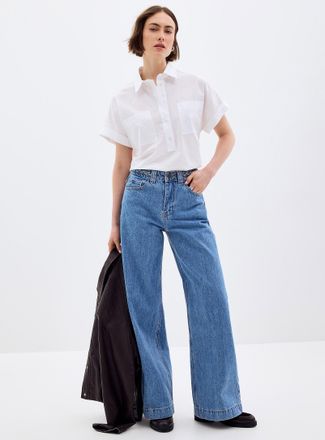 Grace & Mila Womens Jaden braided-waist jean Fit: Wide leg, mid rise