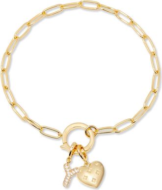 Brook & York Lillian Initial Heart Charm Bracelet in Gold Y at Nordstrom
