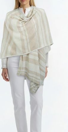 Portolano Cashmere lightweight striped shawl in Ivory/mushroom at Nordstrom