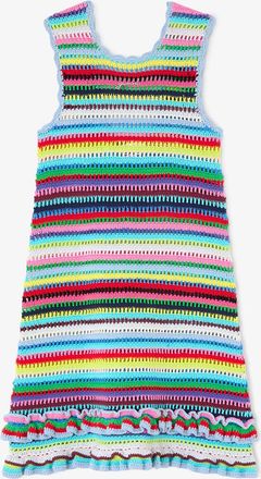 Ganni Mixed Dress in Striped Crochet - Size XXS Organic Cotton
