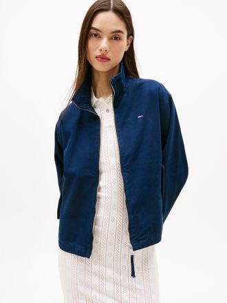 Tommy Jeans Blouson TOMMY JEANS TJW REG ZIP COTTON JACKET EXT, Damen, Gr. XXL (44), blau (schwarz night navy), Web, Obermaterial: 100% Baumwolle, unifarben, h&uuml;ftl