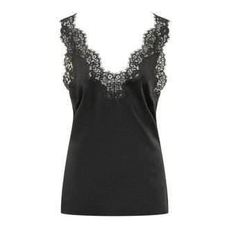 Stella McCartney Top met kanten details - Dames - Tops zonder mouwen - Zwart - M - Satijn - Tops