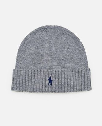 Polo Ralph Lauren Grey Embroidered Logo Beanie Hat
