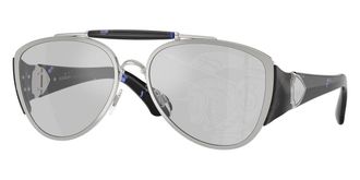 Burberry Light Grey Tampo Silver Pilot Unisex Sunglasses BE3161 100569 60