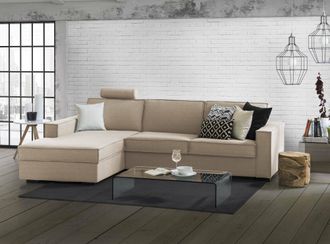 Dmora Sof&aacute; Fijo Dlovis, Sof&aacute; De Esquina, 100% Made In Italy, Sof&aacute; Sal&oacute;n Con, Pen&iacute;nsula De Contenedores Izquierda, Con Reposabrazos Delgados, Cm 260x95h90, B