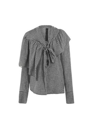 Petar Petrov Prince of Wales Check Draped Blouse Size M