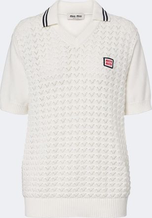 Miu Miu Open-knit cotton polo shirt