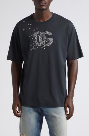 Dolce & Gabbana Logo Appliqu&eacute; Cotton T-Shirt in Nero at Nordstrom, Size 52