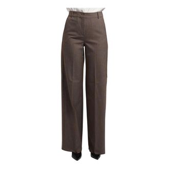 iBlues Rechte broek - Dames - Broeken - Bruin - Maat: 2XL Viscose