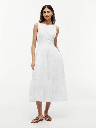 Tommy Hilfiger Self-Tie Strap Smock Midi Dress
