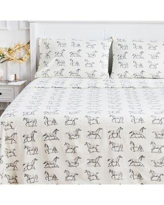 Melange Home M&eacute;lange Home Cotton Soft Flannel Horse Sheet Set