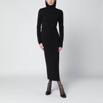 The Attico Black turtleneck dress with zip detail