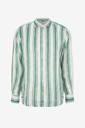 MC2 Saint Barth Gestreiftes Langarmhemd aus Leinen Pamplona