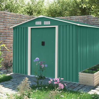 Charles Bentley 8ft x 10ft Metal Garden Storage Outdoor Shed Zinc Frame in Green