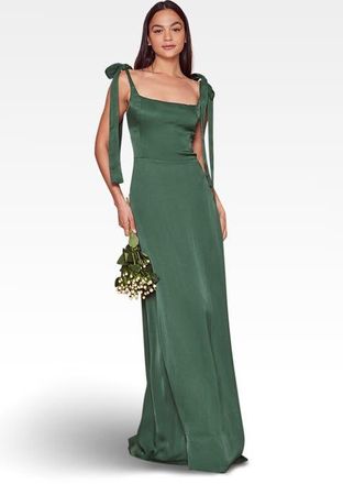 Maids to Measure Allegra Tie Shoulder Bridesmaid Dress in Emerald Green at Nordstrom, Size 14