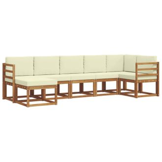vidaXL Conjunto De Sof&aacute;s De Exterior Con Coj&iacute;n 7 Pcs Natural Y Crema Vidaxl