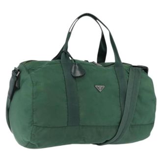 Prada Pre-owned Vintage Nylon Boston Bag - Dames - Vintage Weekendtas - Groen - ONE Size - Nylon - Vintage