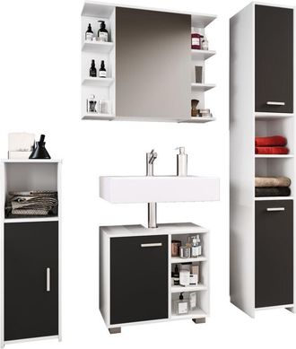 VCM Vcm - Set De Muebles De Ba&ntilde;o 4 Pcs Muebles De Ba&ntilde;o Muebles De Ba&ntilde;o - Zalo I (negro)