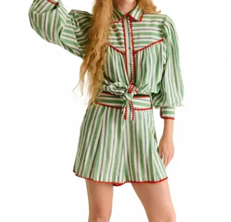 Carolina K Luna Shirt In Green White Stripe