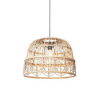 QAZQA Oriental L&aacute;mpara Colgante Oriental De Rat&aacute;n 44 Cm - Michelle /acero Redonda Adecuado Para Led Max. 1 X 60 Watt - Qazqa