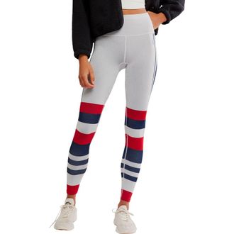 Free People FP Movement Myoko Jacquard Leggings in Ivory Retro Stripes at Nordstrom Rack, Size X-Small/small