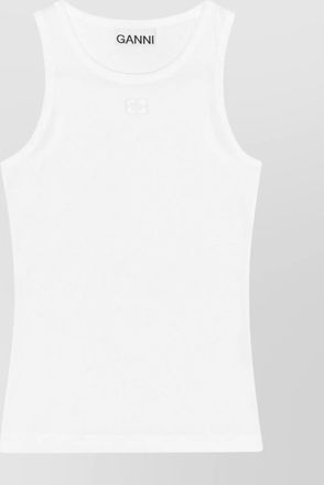 Ganni ribbed organic cotton sleeveless tank top