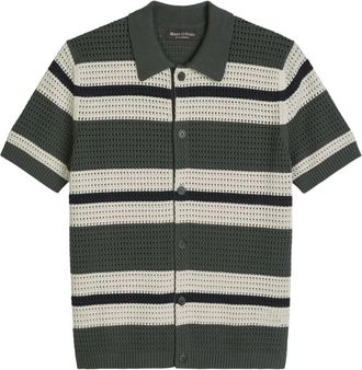 Marc O'Polo Gebreid Shirt met korte mouwen - Heren - Korte mouwen Overhemden - Veelkleurig - L - Katoen - Overhemden
