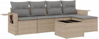 vidaXL Juego De Sof&aacute;s Jard&iacute;n Con Cojines 6 Pzas Rat&aacute;n Sint&eacute;tico Beige Vidaxl