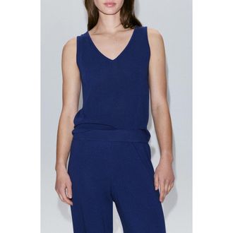 Mango V-Neck Knit Top in Vibrant Blue at Nordstrom, Size X-Small