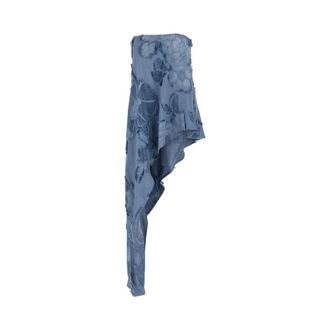 Etro Asymmetrical Fringe Jacquard Top - female - Etro - Sleeveless Tops - Blue - XS - Tops