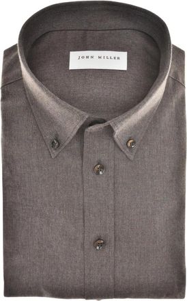 John Miller Tailored Fit Business Overhemd - Heren - Casual Overhemden - Bruin - L - Katoen - Overhemden