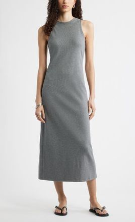 Nordstrom Stretch Cotton Microrib Tank Dress in Grey Dark Heather at Nordstrom, Size Xx-Large