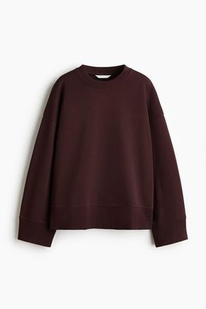 H&M Oversized Cotton Sweatshirt in Dark Brown at Nordstrom, Size X-Small