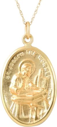 Pompeii3 14k White or Yellow Gold St. Joseph Medal Pendant 1 Tall 2.5 Grams