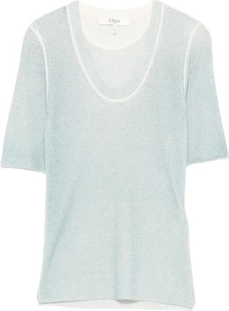 Chlo&eacute; T-shirt in maglia fine - Blu