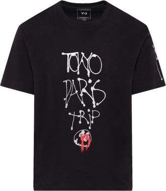 Yohji Yamamoto Black Graphic Print T-Shirt