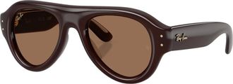 Ray-Ban Aviator Puffer Zonnebril - unisex - Accessoires - Bruin - Maat: 52 MM