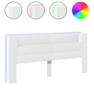Berkfield Home Headboard Cabinet with LED White 220x16.5x103.5 cm